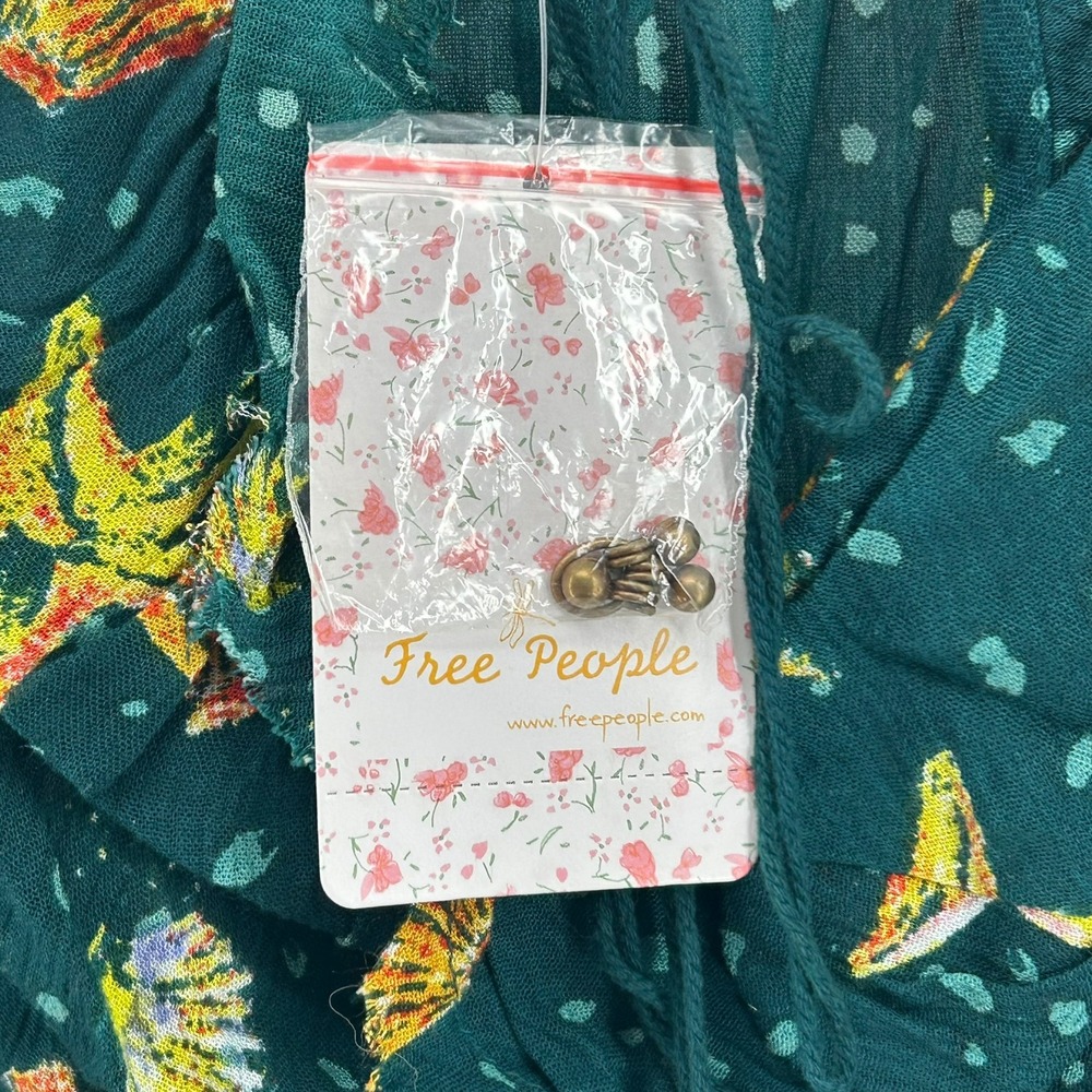 Free People Endless Summer Teal Green Seashell Print Halter Mini Dress Nwt Sz L - Picture 5 of 6